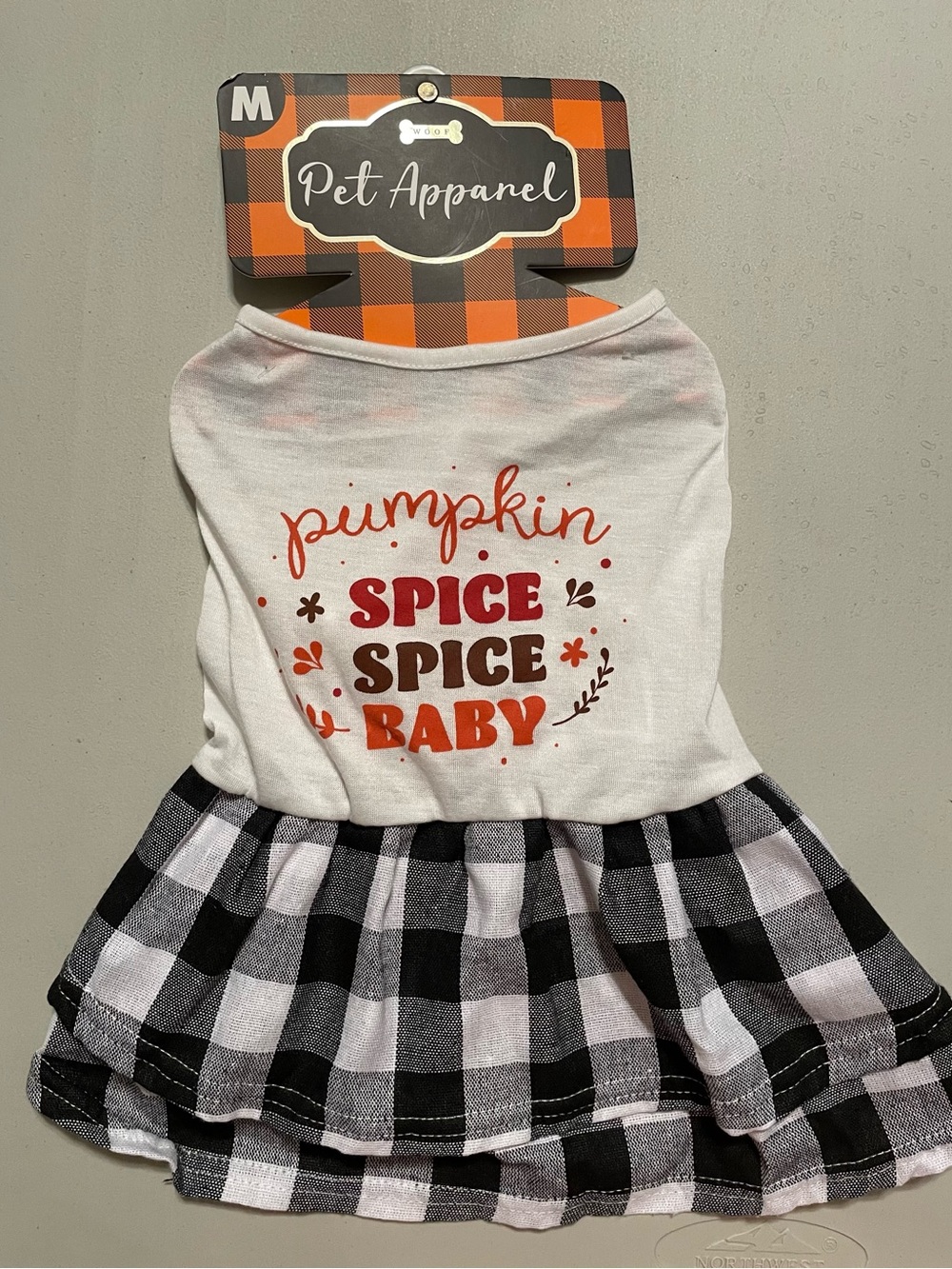 Pumpkin Spice Spice Spice Baby Pet Costume Dress - White & Black NWT Medium